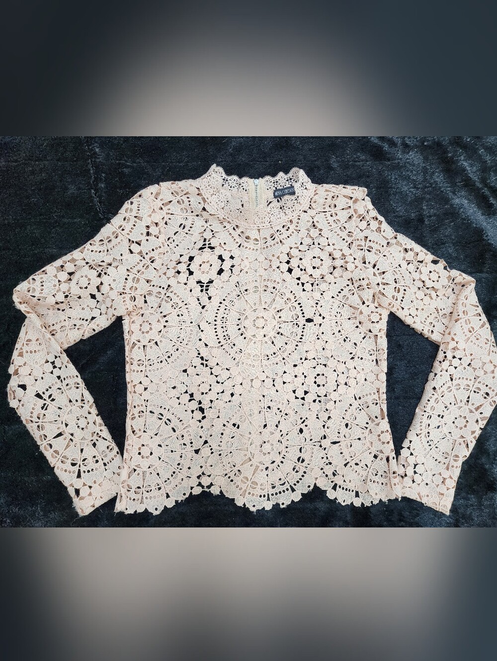 Miss Chievous Cream Lace Cut Out Top Boho Medium Back Zip